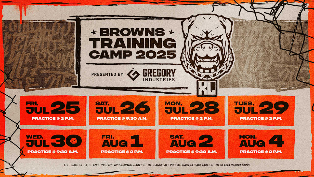 2025 Cleveland Browns Training Camp offers eight free open practices, presented by Gregory Industries and in association with Canada Dry Ginger Ale