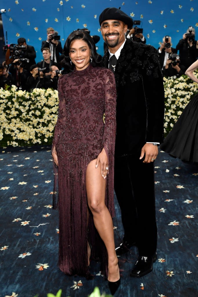 Bry Burrows and Jalen Hurts attend the Met Gala on Monday, May 5, 2025, in New York. Evan Agostini/Invision/AP