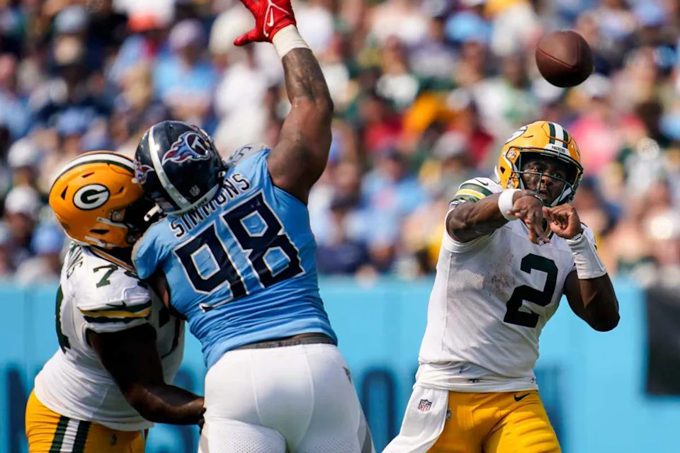 Tennessee Titans defensive tackle Jeffery Simmons (98).Andrew Nelles / The Tennessean / USA TODAY NETWORK via Imagn Images