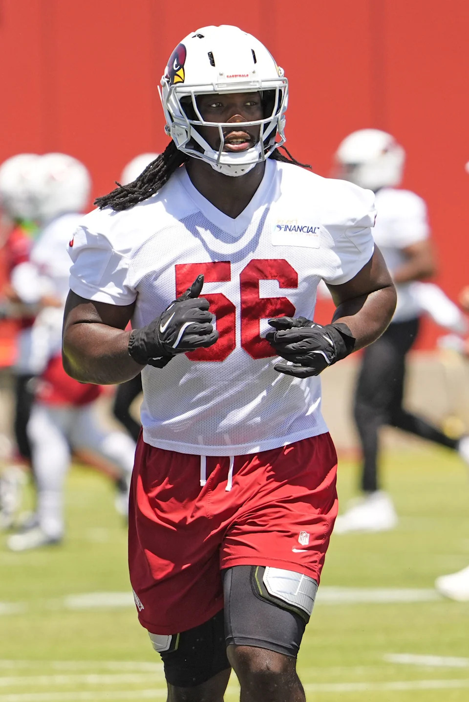 Arizona Cardinals defensive end Darius Robinson (56) during organized team practice at Arizona Cardinals training center in Tempe on May 28, 2025.