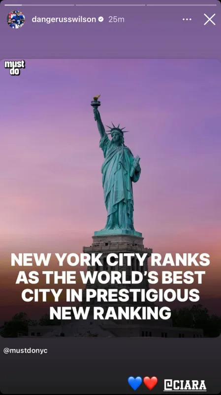 New York Giants quarterback Russell Wilson's Instagram Story.Screenshot from Russell Wilson's Instagram Story