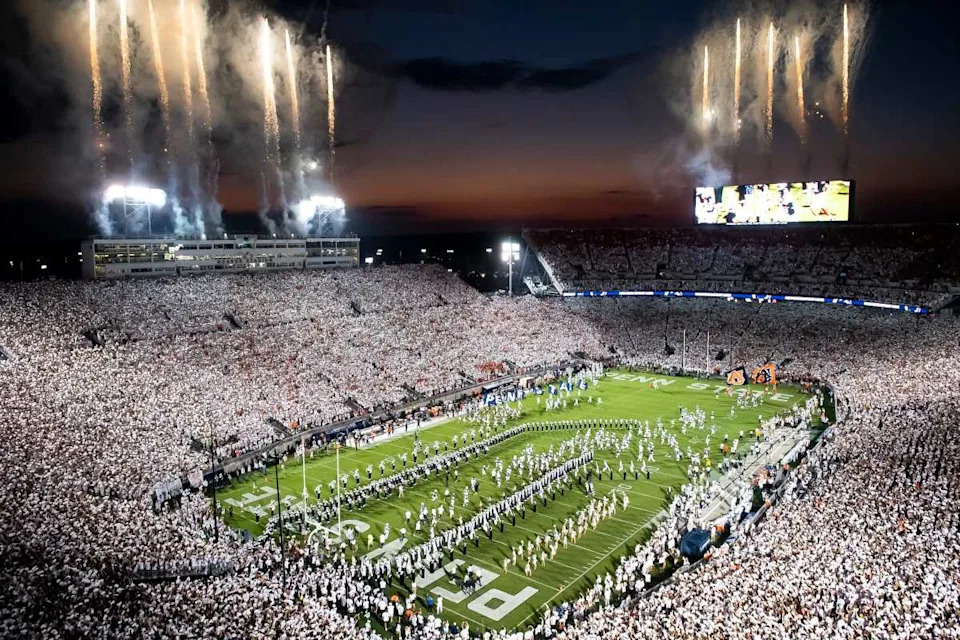 The Penn State football team runs out onto the field to take on Auburn.Dan Rainville via Imagn Content Services&comma; LLC