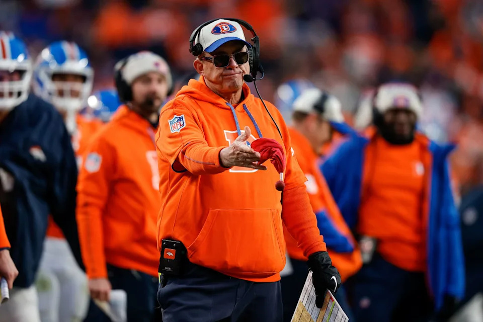 Denver Broncos head coach Sean Payton challenges a call in the fourth quarter against the Kansas City Chiefs at Empower Field at Mile High.Isaiah J. Downing-Imagn Images