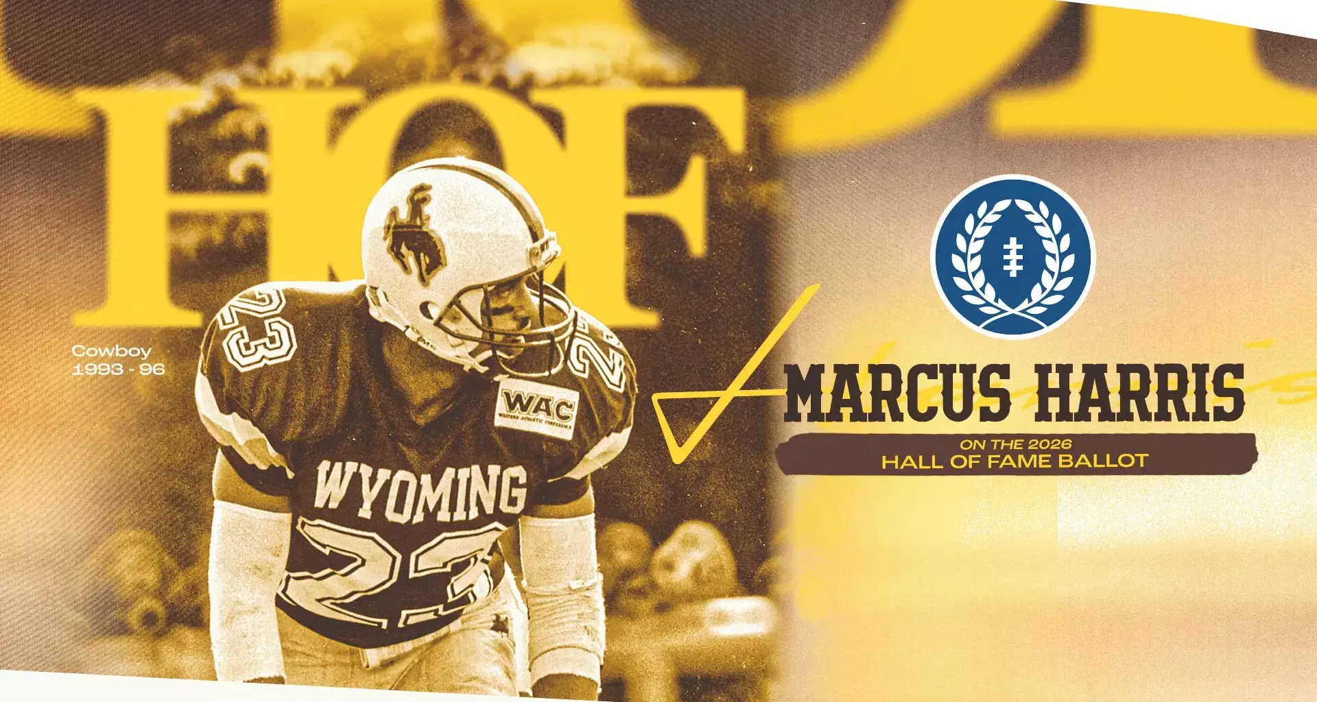 Wyoming’s Marcus Harris Named to 2026 College Football Hall of Fame Ballot
