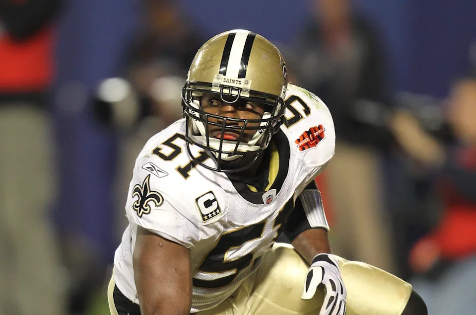 Feb 7, 2010; Miami, FL, USA; New Orleans Saints linebacker Jonathan Vilma (51) in action against the Indianapolis Colts during the third quarter of Super Bowl XLIV at Sun Life Stadium. Mandatory Credit: Matthew Emmons-USA TODAY Sports