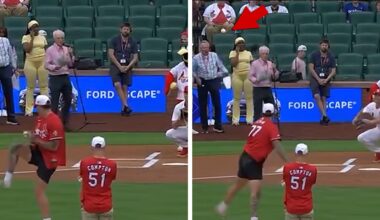 Taylor Lewan Throws Horrible First Pitch At Cardinals Game, Misses Wide Left