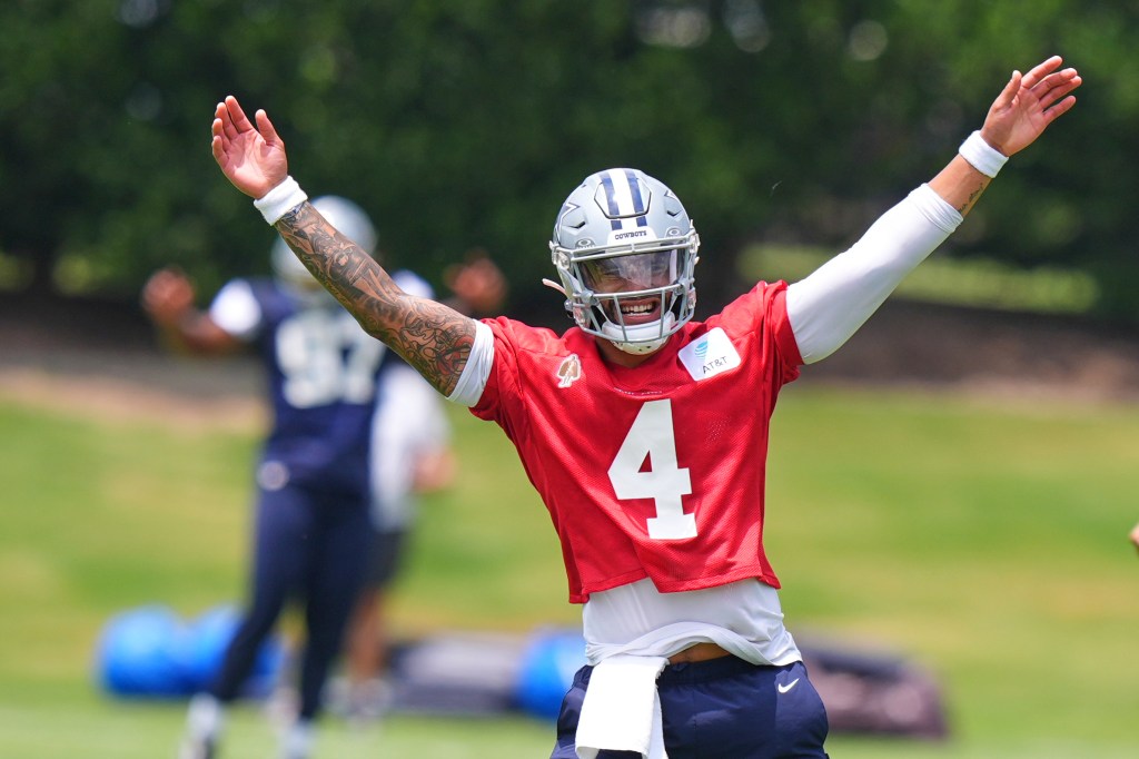 Dak Prescott, Dallas Cowboys quarterback, at practice.