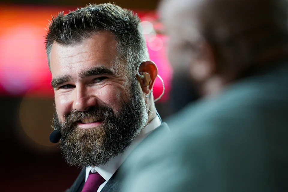 Jason Kelce prior to a game between the Tampa Bay Buccaneers and the Kansas City Chiefs at GEHA Field at Arrowhead Stadium.Jay Biggerstaff-Imagn Images