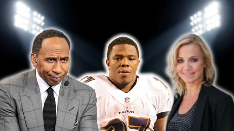 Stephen A. Smith (left), Ray Rice (middle) and Michelle Beadle.By Tony Fisher