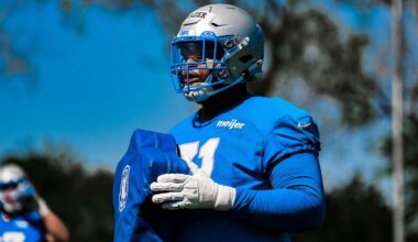 Detroit Lions offensive lineman Miles Frazier