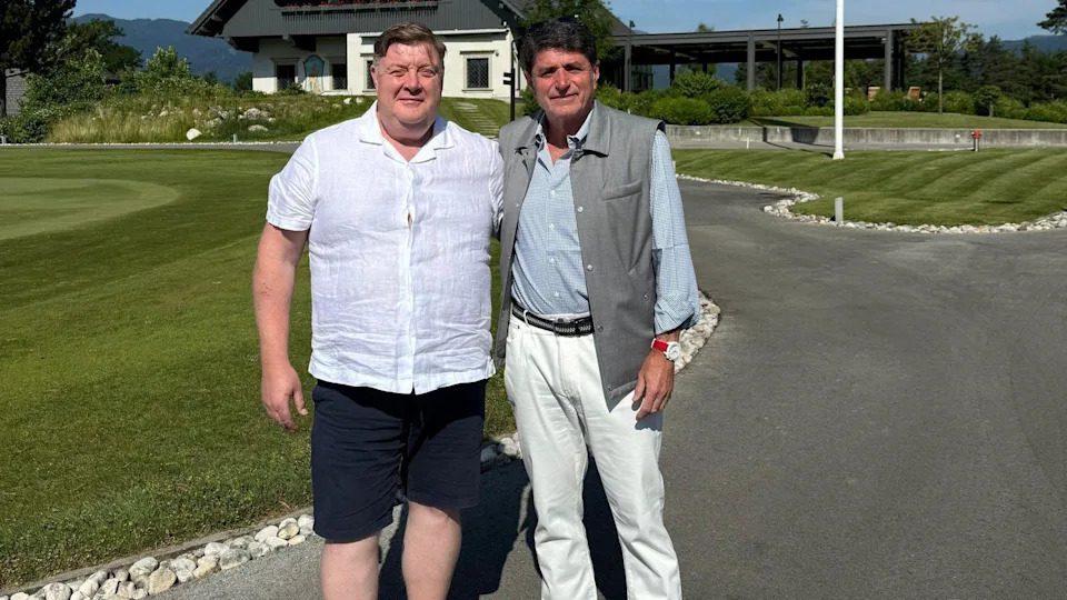 Adam Blackmore and Southampton owner Dragan Solak pose for photo