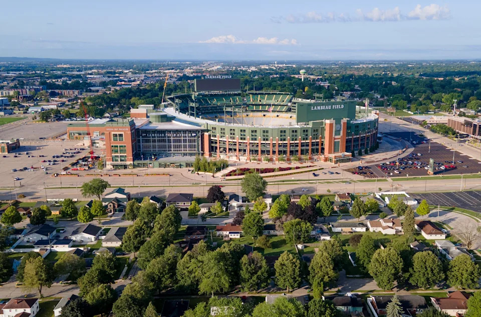 Lambeau Field, home of the Green Bay Packers in Green Bay, Wisconsin.