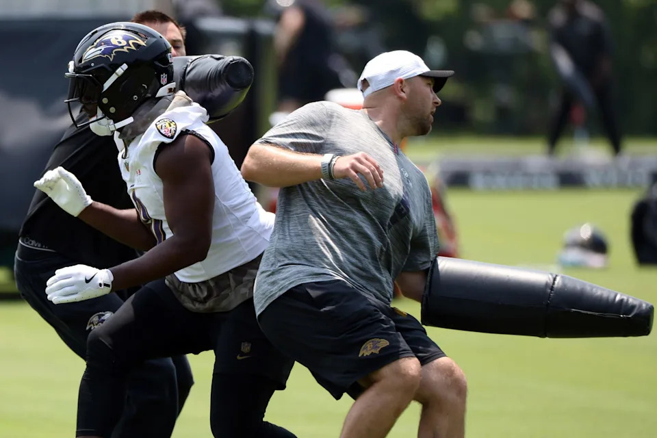 Jun 11, 2025; Baltimore, MD, USA; Baltimore Ravens linebacker Roquan Smith (0) performs a drill during an NFL OTA at Under Armour Performance Center. Mandatory Credit: Daniel Kucin Jr.-Imagn Images
