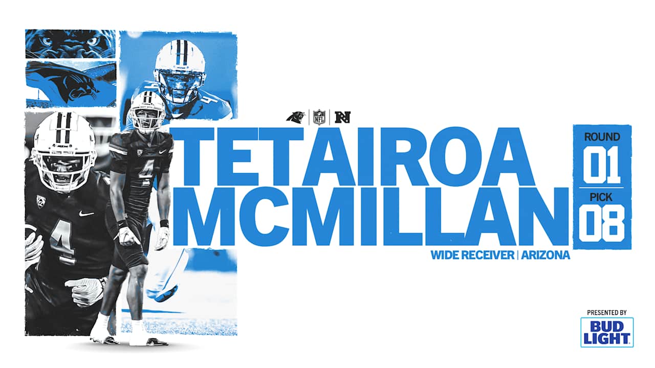 With the No. 8 overall pick, the Panthers draft wideout Tetairoa McMillan