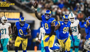Rams outside linebacker Jared Verse not satisfied with big performance against Miami on Monday Night Football, despite strip sack, fumble recovery and two tackles for loss