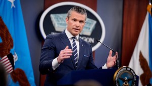 Pete Hegseth speaks at the Pentagon