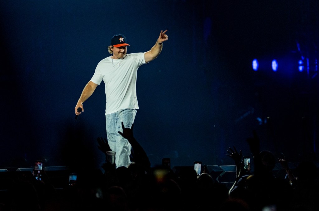 Morgan Wallen Walks Out With Andre Johnson at Houston Tour Launch