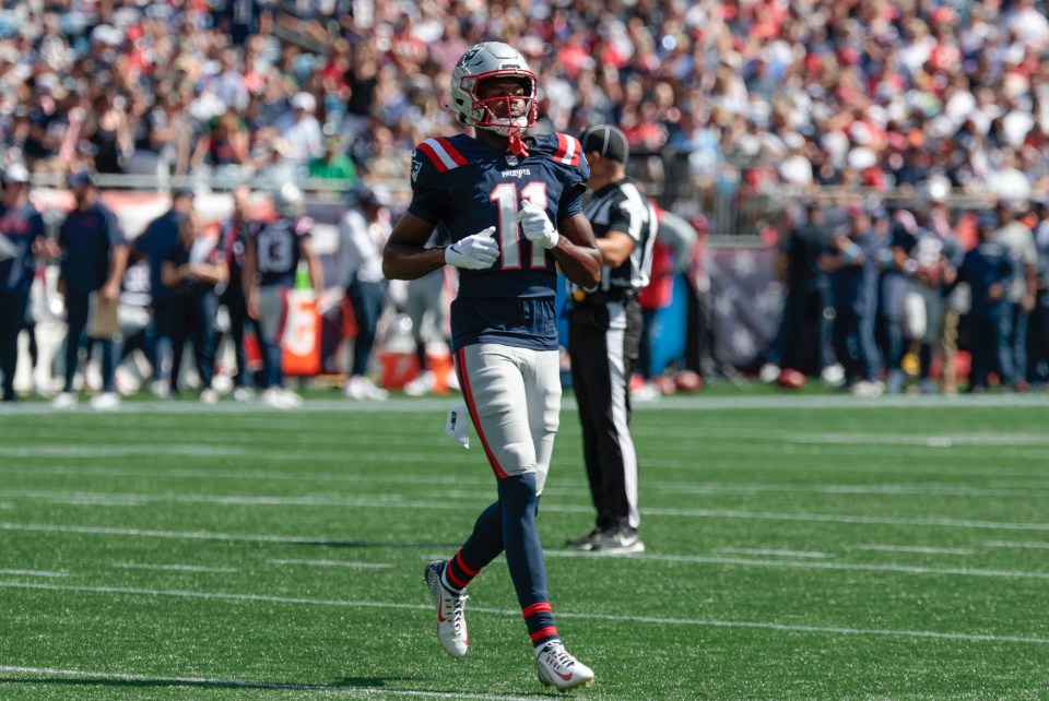 FOXBOROUGH, MA - SEPTEMBER 15: New England Patriots wide receiver Tyquan Thornton (11) during a game between the New England Patriots and the Seattle Seahawks on September 15, 2024, at Gillette Stadium in Foxborough, Massachusetts. (Photo by Fred Kfoury III/Icon Sportswire via Getty Images)