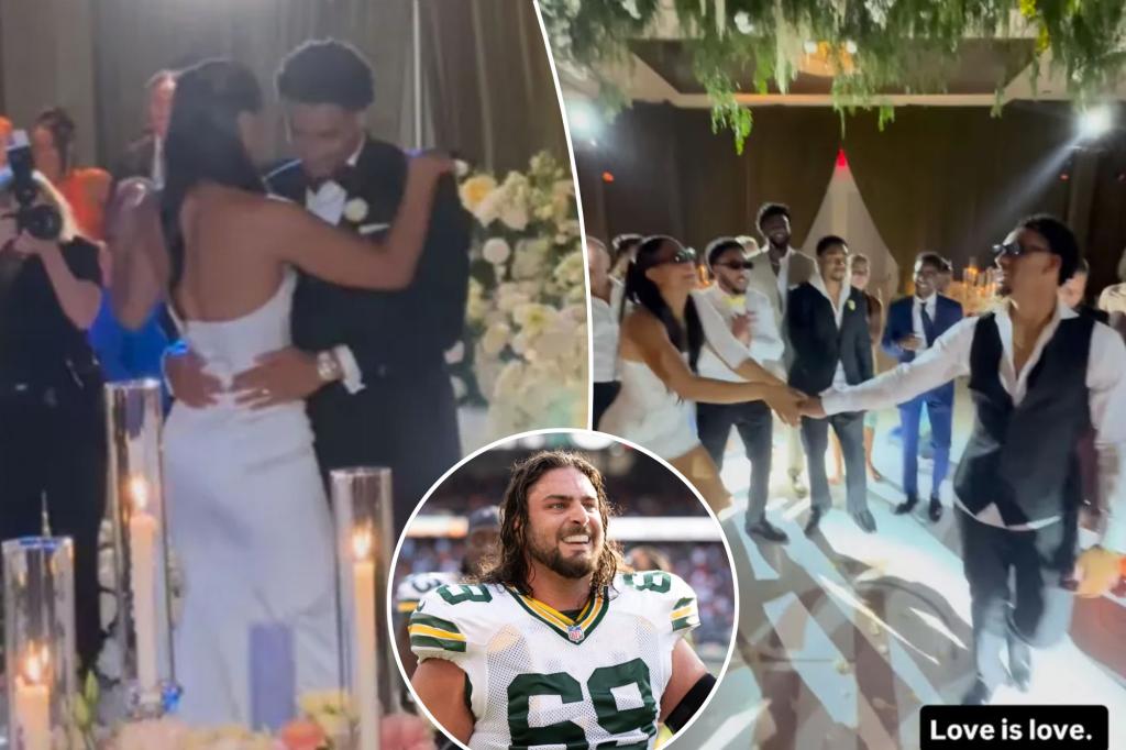 David Bakhtiari shades Aaron Rodgers with Jordan Love wedding photo