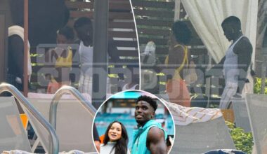 Tyreek Hill gets flirty with mystery woman in pool after wife's divorce filing