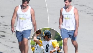Aaron Rodgers takes beach walk as mystery wife remains out of sight