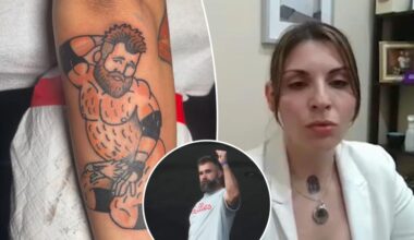 Giants fan reveals why she got naughty Jason Kelce tattoo
