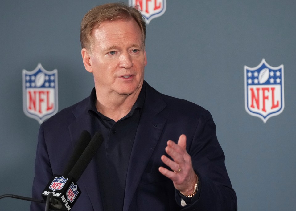 Roger Goodell speaking at a press conference.