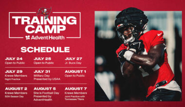 Tampa Bay Buccaneers 2025 Training Camp to Feature Nine Open Practices for Fans