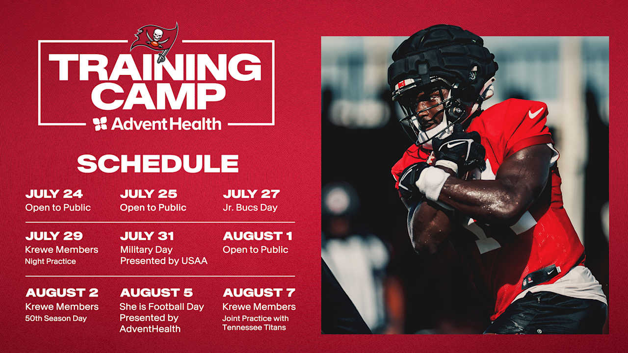 Tampa Bay Buccaneers 2025 Training Camp to Feature Nine Open Practices for Fans