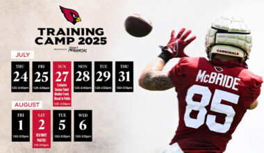 Arizona Cardinals announce open practice dates for 2025 training camp at State Farm Stadium