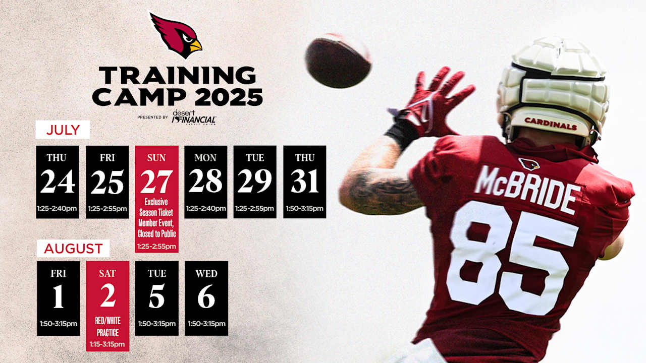 Arizona Cardinals announce open practice dates for 2025 training camp at State Farm Stadium