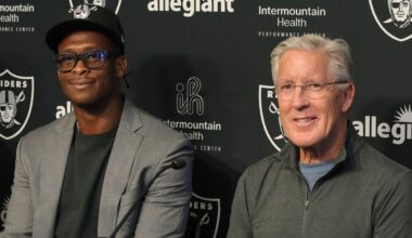Las Vegas Raiders quarterback Geno Smith, Pete Carroll