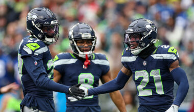 Seattle Seahawks cornerback Devon Witherspoon Riq Woolen...