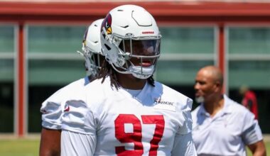 Walter Nolen III looks on during Round 2 of Cardinals OTAs...