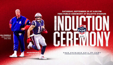 Patriots to Host 2025 Hall of Fame Induction Ceremony for Julian Edelman and Bill Parcells on Saturday, Sept. 20 at 4 P.M.