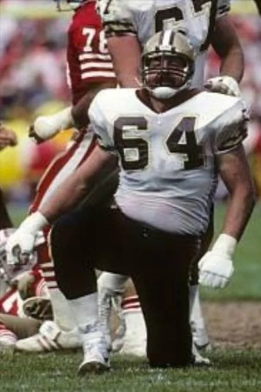 New Orleans Saints offensive lineman Dave Lafary (64) against the San Francisco 49ers. Credit: Pinterest 