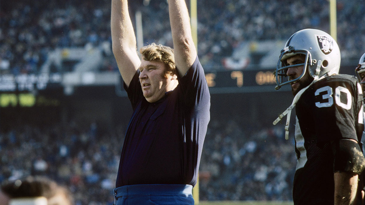 FILE PHOTO; Oakland Raiders head coach John Madden reacts on the sideline against the New England Patriots during the 1976 AFC Wild Card Playoff game at the Oakland Coliseum. The Raiders defeated the Patriots 24-21.