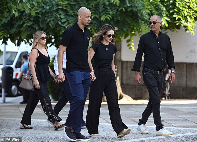 Former Liverpool player Fabinho arrives at the funeral of Diogo Jota and Andre Silva being held at Igreja Matriz de Gondomar in the town of Gondomar