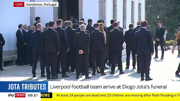 Jota's Liverpool teammates arrive for his and his brother's funeral in Gondomar
