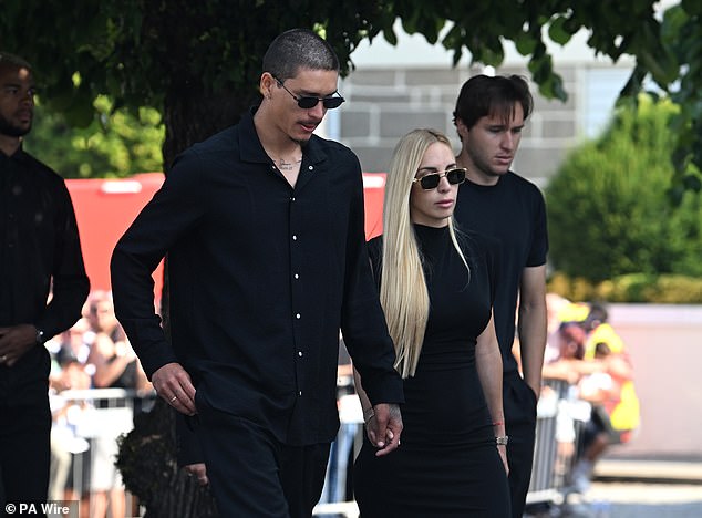 Liverpool's Darwin Nunez (left) and Federico Chiesa (right) arrive for the funeral of Diogo Jota and Andre Silva
