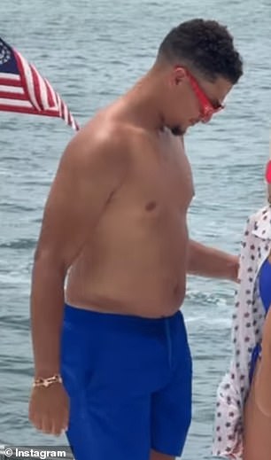The Kansas City Chiefs quarterback showed off his 'dad bod'