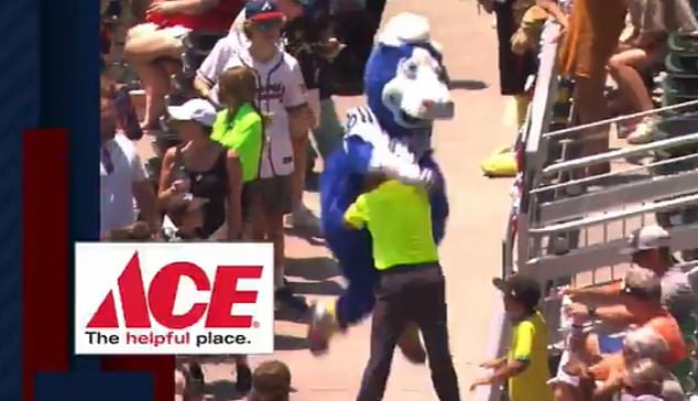 Footage of Colts mascot Blue going over and 'assaulting' a security guard has gone viral