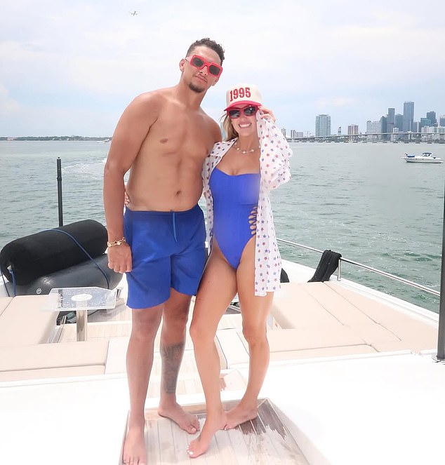 The NFL power couple embraced the red, white and blue as they set sail on a luxurious yacht