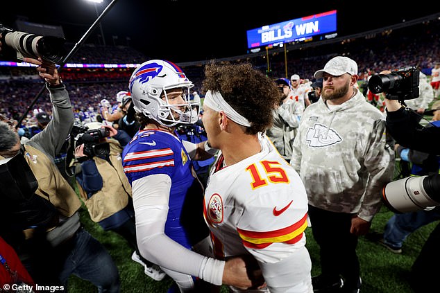Rival Chiefs and Bills quarterbacks Patrick Mahomes and Josh Allen in November 2024