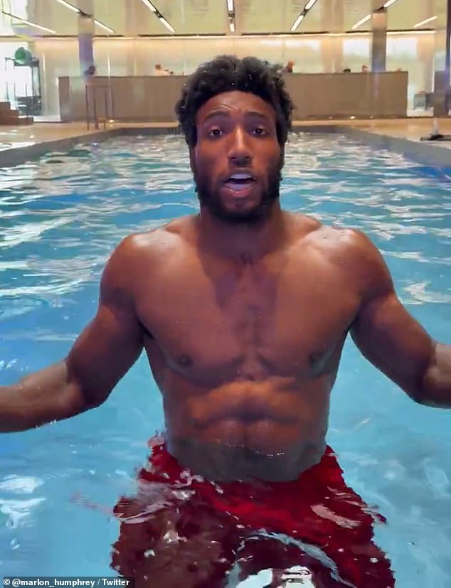 Noting the team's new pool and the fact that a third of Ravens players are unable to swim, Humphrey posted a video online with the caption: 'Hey @MichaelPhelps we need your help!!'