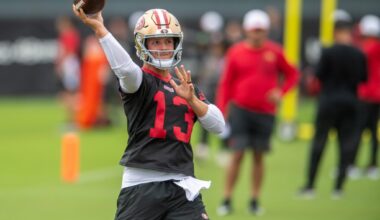 49ers' Brock Purdy hit in pocket, rebounds with deep ball to Watkins