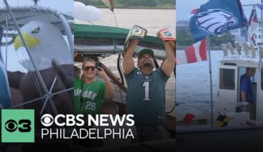 Boaters show off Philly pride celebrating the Eagles at Deck the Hulls parade