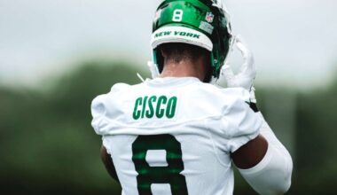 Andre Cisco wearing his New York Jets jersey