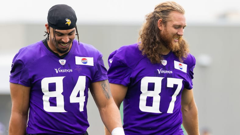 TJ Hockenson and Josh Oliver - Minnesota Vikings training camp