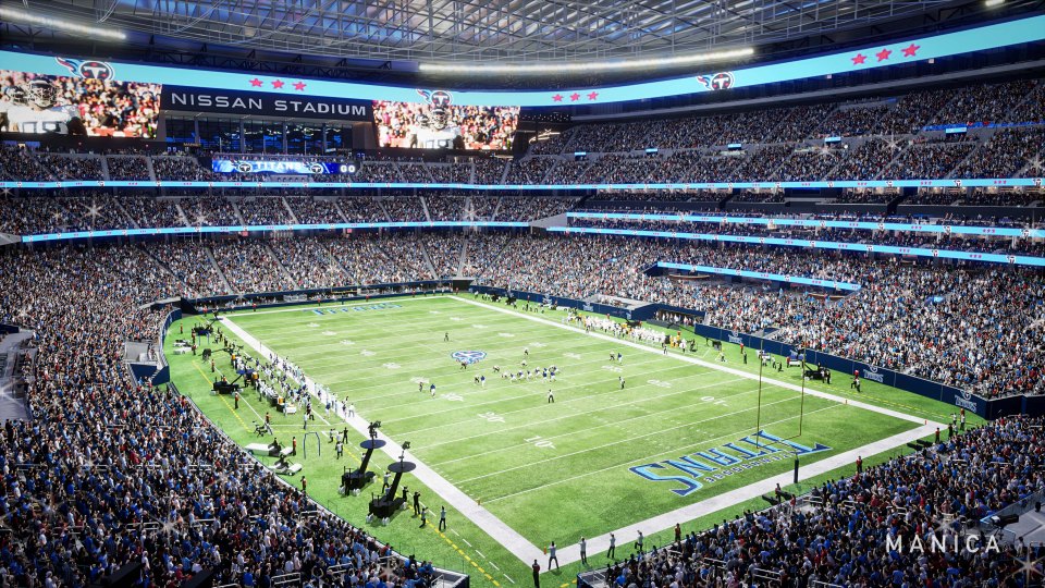 Illustration of Nissan Stadium, a 62,000-seat stadium.